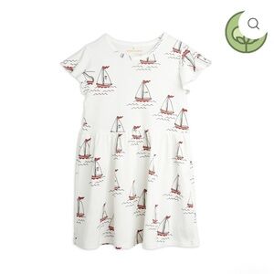 Mini Rodini Cream Dress with Red Sailboat Pattern